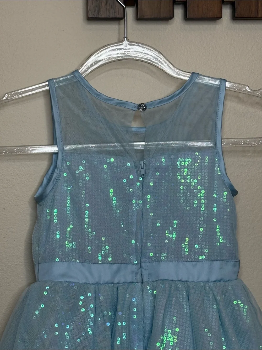 Like New Disney Light Blue Elsa Tulle Dress with Mesh Overlay 5/6